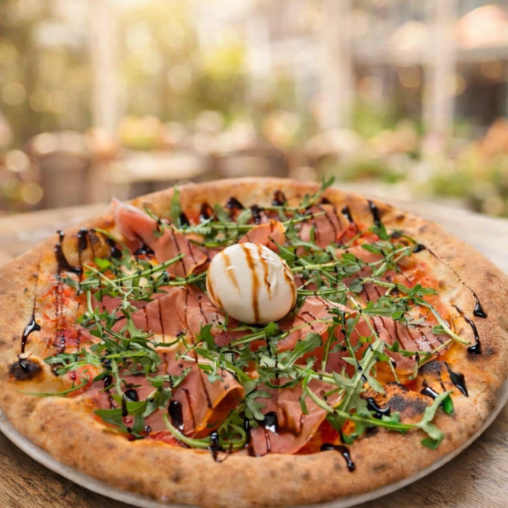 🍕 PIZZA BURRATAGRAM

Sauce tomate San Marzano DOP, jambon de parme affiné 18 mois DOP, mozzarella fiordilatte, boule entière de burrata 125g, roquette, crème de balsamique, huile d’olive extra vierge.