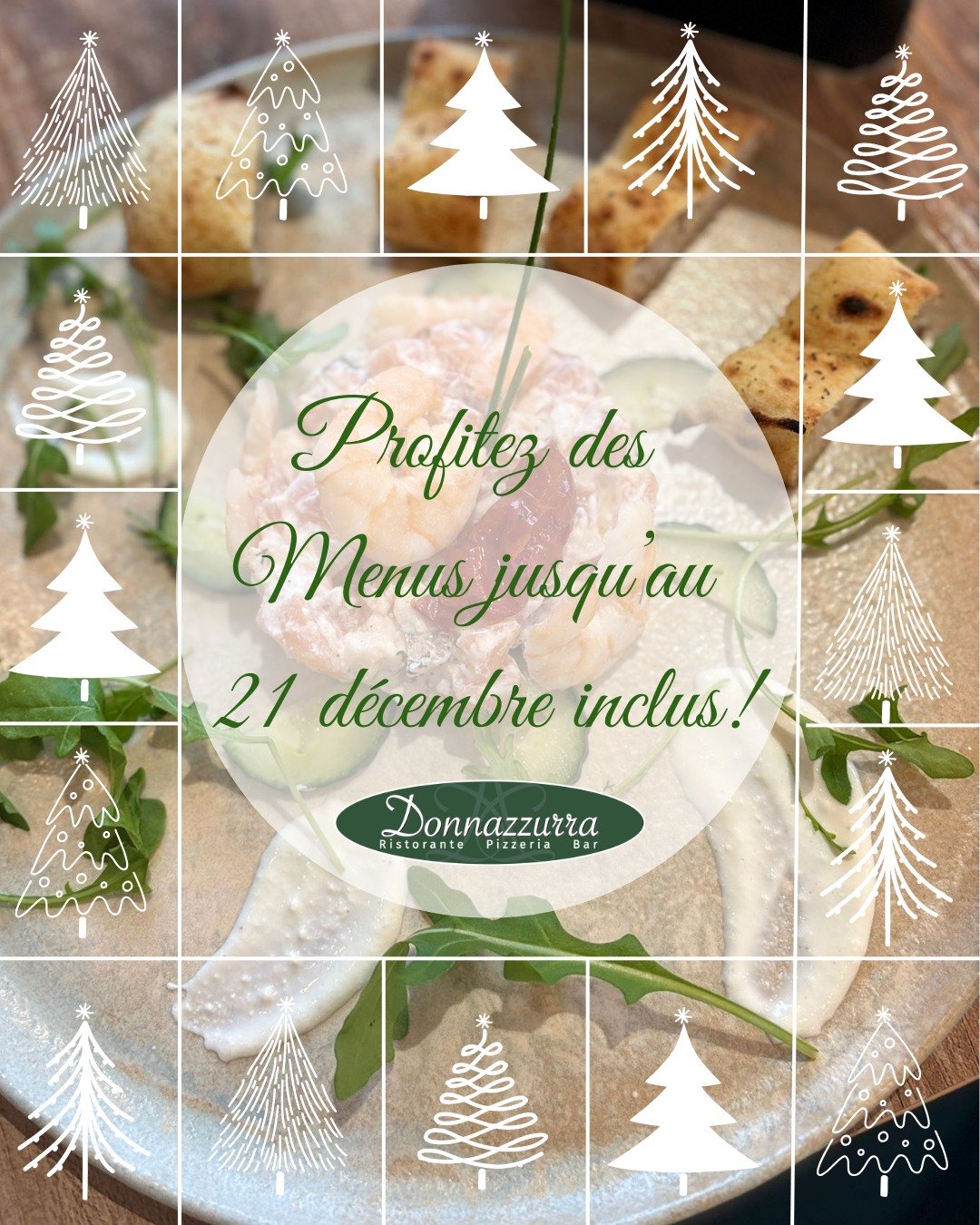 🎄✨ Amici de Donnazzurra ! ✨🎄

Les fêtes de fin d’année approchent à grands pas et nous allons bientôt faire une petite pause 😌

👉 Congés de fin d’année du 22 décembre au 13 janvier inclus !

En attendant, venez profiter de nos « Menus de fin d’année » 🎁🍽️

✨ Avec votre équipe, en famille, entre amis 🥂 ou en tête à tête 💕

👉 Toutes les occasions sont bonnes pour venir goûter et partager nos spécialités italiennes traditionnelles 🇮🇹🍝🍕

📅 Nous vous accueillons jusqu’au dimanche 21 décembre dans une ambiance chaleureuse et gourmande ❤️

📍Carrefour de la Croisée 85440 Talmont Saint Hilaire
☎️ Réservations au 02 51 96 70 66

🇮🇹✨ A prestissimo da Donnazzurra ! ✨🇮🇹