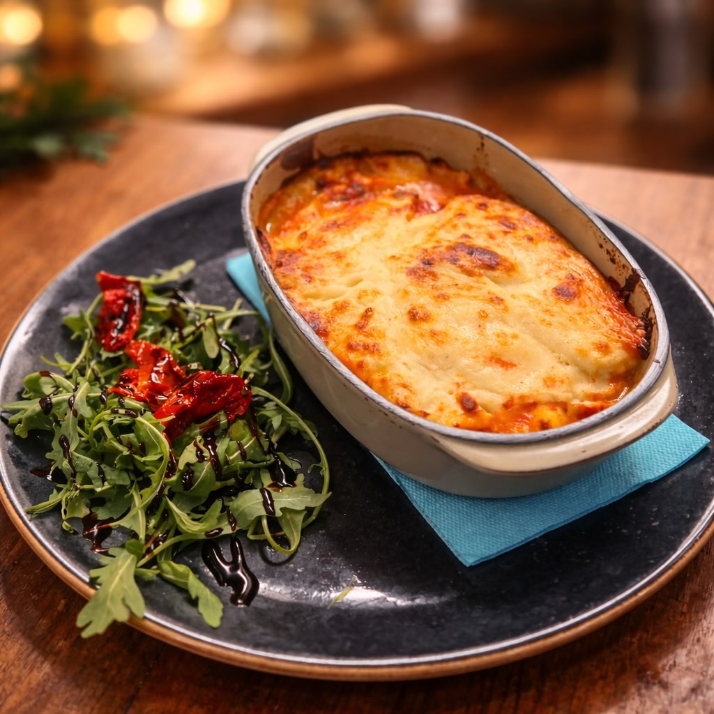 Notre Lasagne alla Bolognese 
Millefeuille de pâtes maison à la sauce bolognaise, béchamel maison, parmesan DOP et mozzarella fiordilatte, gratiné au four.