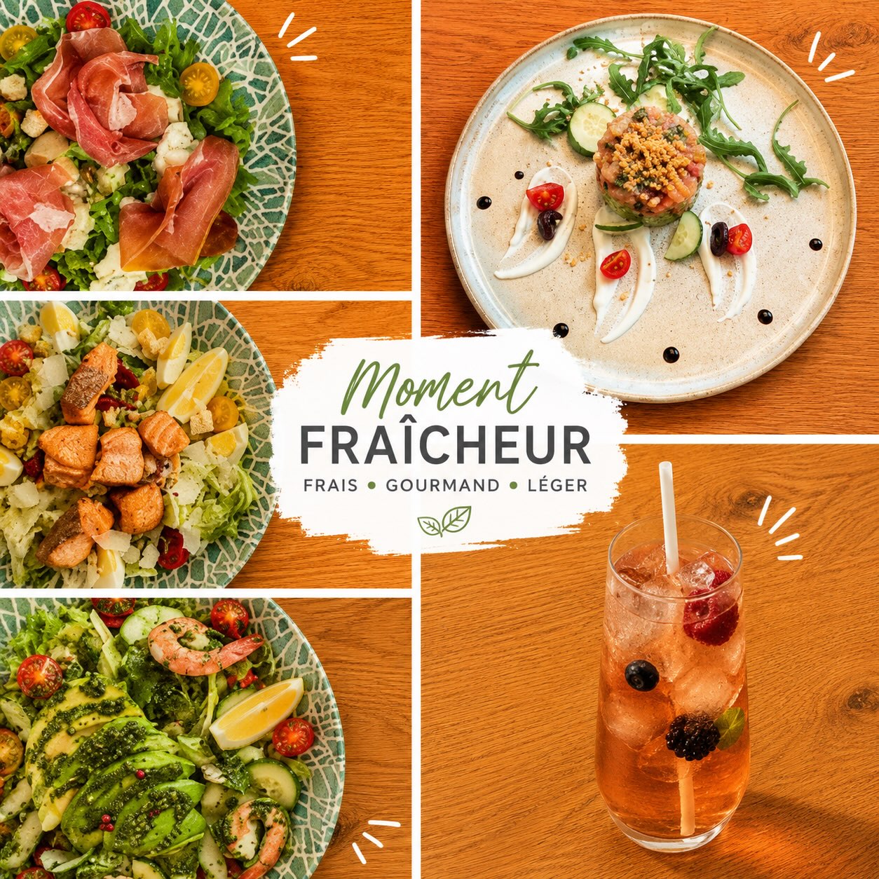 Quand l’envie de fraîcheur rencontre la gourmandise 🌿

Chez Donnazzurra, il n’y a pas que les pizzas 🍴
Salades fraîches, tartare de saumon préparé minute, produits colorés et thés glacés maison… parfaits pour les journées ensoleillées ☀️

Frais • Gourmand • Léger

À déguster en intérieur climatisé, ou en terrasse ! ✨

Pensez à réserver 📞